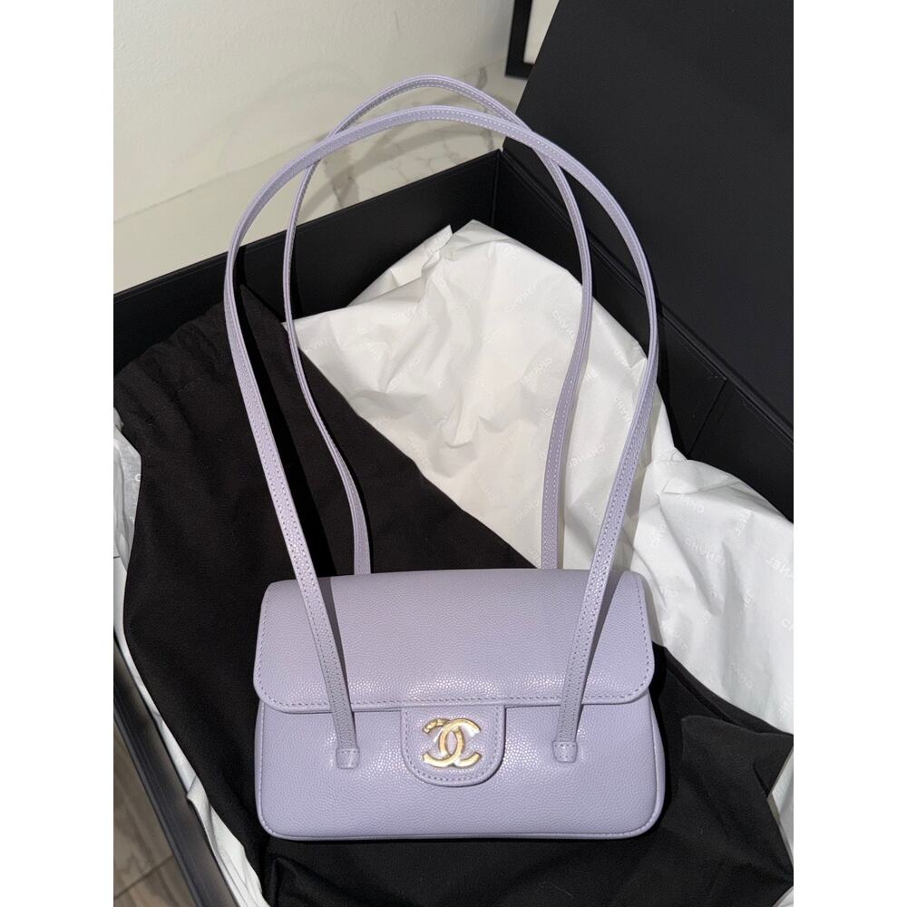 Chanel 26S Preppy Coco Mini Purple Caviar Leather Gold CC Logo Shoulder Bag - Picture 12 of 16